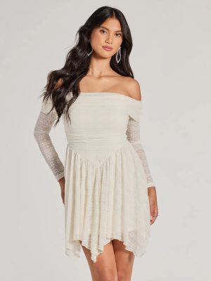Bohemian Chic Lace Off-The-Shoulder Skater Dress
