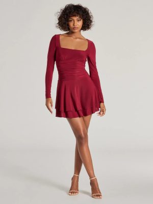 Forever Sweet Long Sleeve Drop Waist Skater Dress