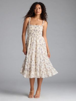 Effortless Love Ruffled Floral Chiffon Midi Dress