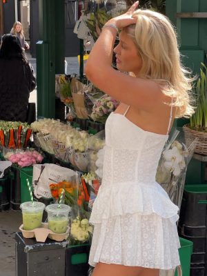 Pretty Days Ahead Ruffle Eyelet Skater Dress