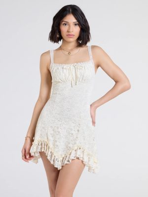Desert Sun Lace Ruffle Mini Dress