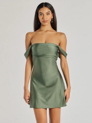 Classics Lover Off-The-Shoulder Satin A-Line Mini Dress