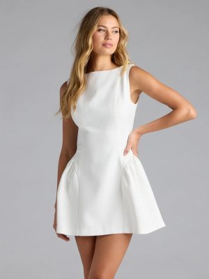 Chic Sensation Low Back Crepe Skater Dress