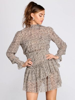 Falling For It Ruffled Chiffon Leopard Print Dress