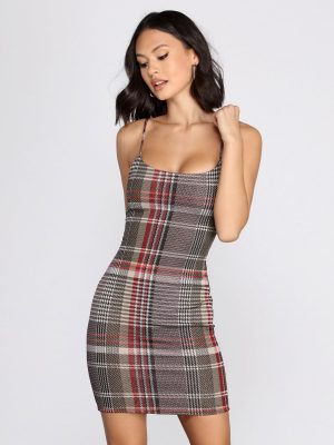 In Check Plaid Mini Dress