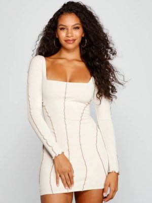 Make A Seam Ribbed Knit Mini Dress