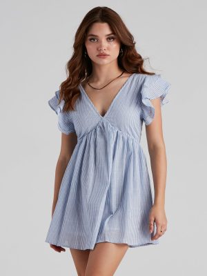 Fine Lines Chambray Skater Dress