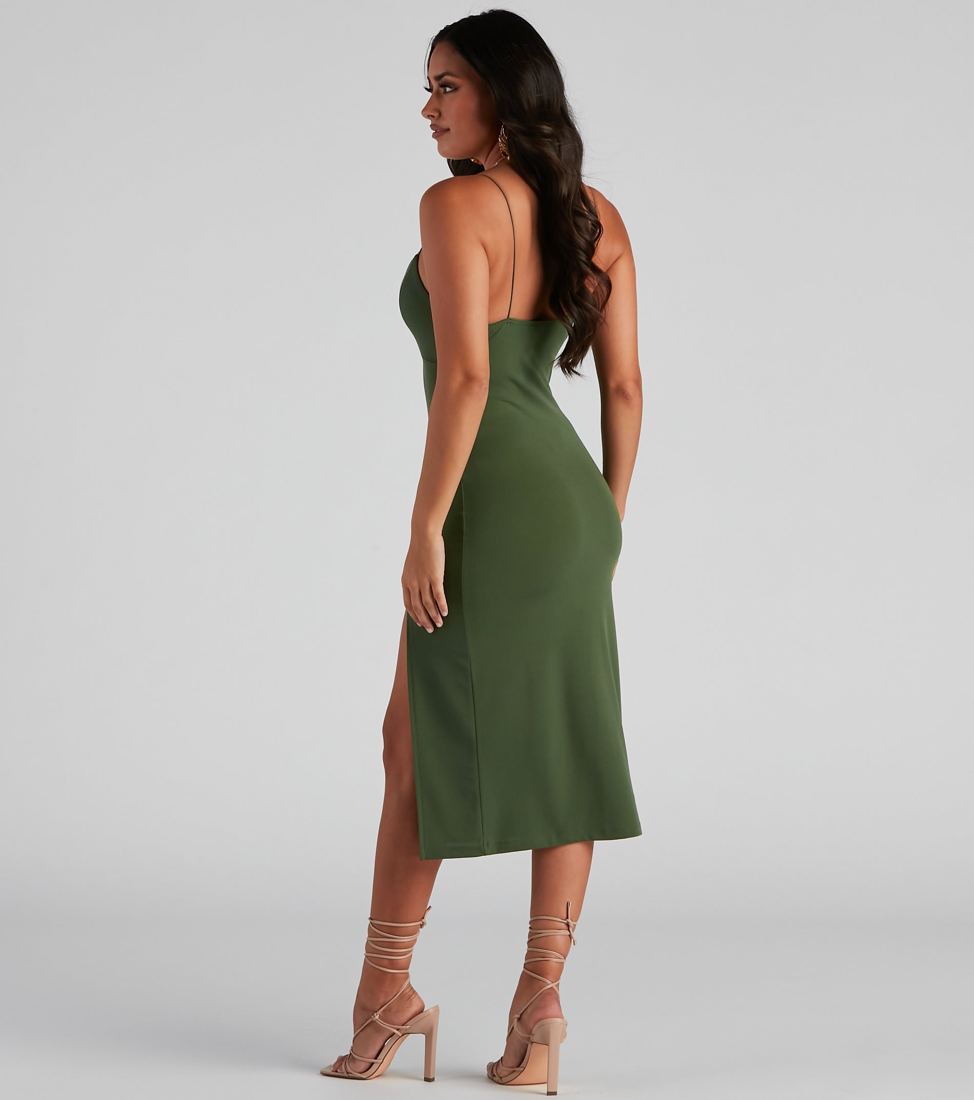 Catch Up Crepe Slip Midi Dress - Image 10