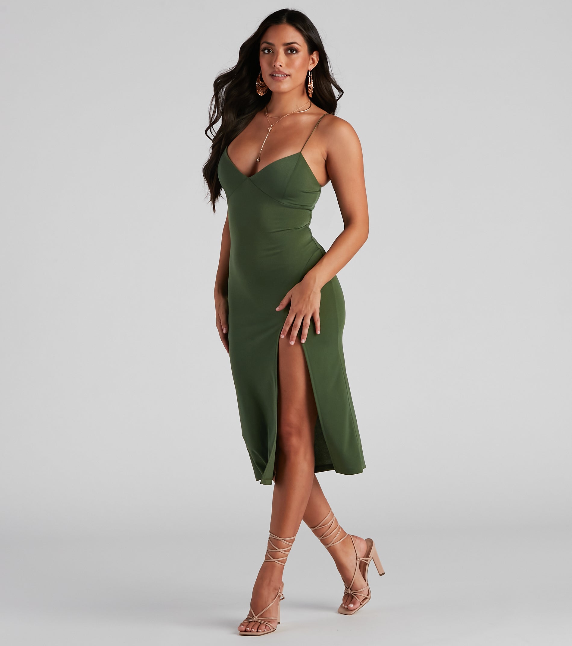 Catch Up Crepe Slip Midi Dress - Image 11