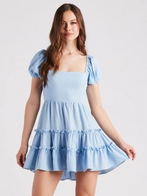 For The Frill Ruffled Tie-Back Skater Dress
