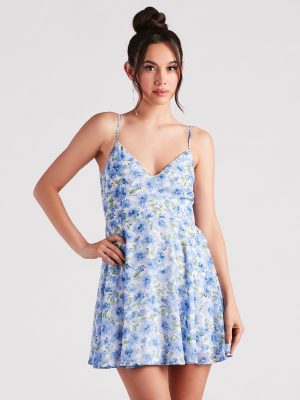 Garden Strolls Floral Tie-Back Skater Dress