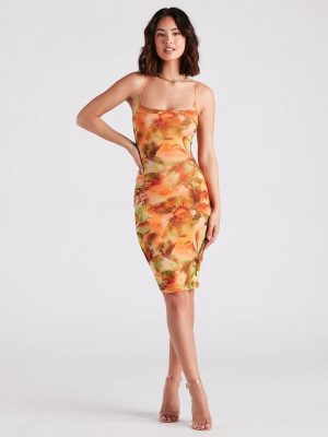 Vacay Queen Tropical Floral Midi Dress