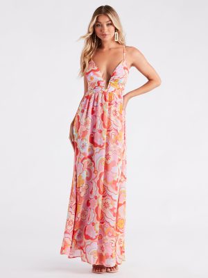 Electric Love Chiffon Floral Maxi Dress