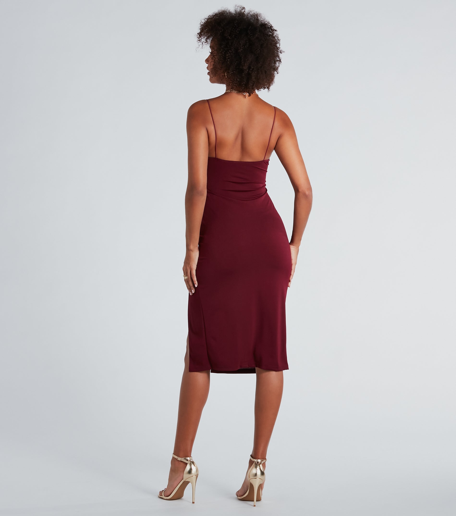 Catch Up Crepe Slip Midi Dress - Image 2