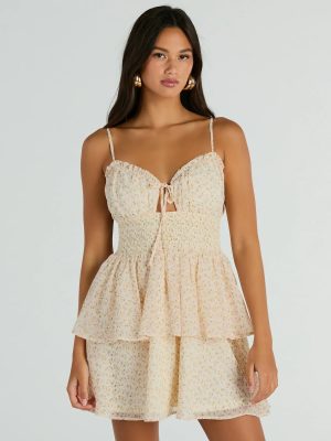 Daytime Cheer Fit And Flare Ruffle Floral Dress