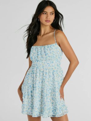 Sweeten Up Strappy Back Floral Chiffon Skater Dress