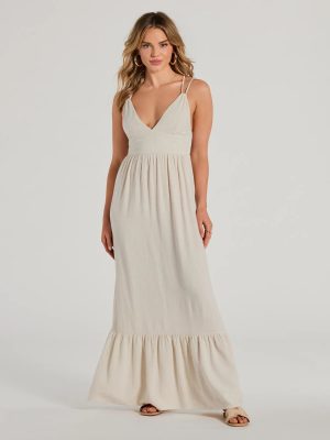 Covetable Charm V-Neck Ruffled Maxi Dress