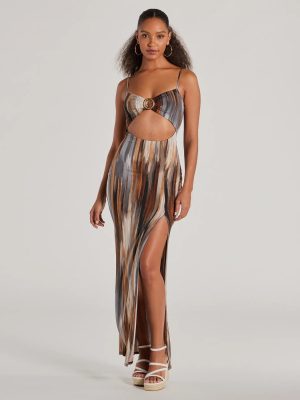 Beauty On Vacay Cutout Abstract Maxi Dress