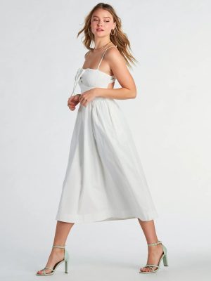 Sweeten Me Up Square Neck Cutout A-Line Midi Dress