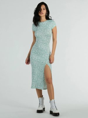 Spring Fling High Slit Ditsy Floral Knit Midi Dress