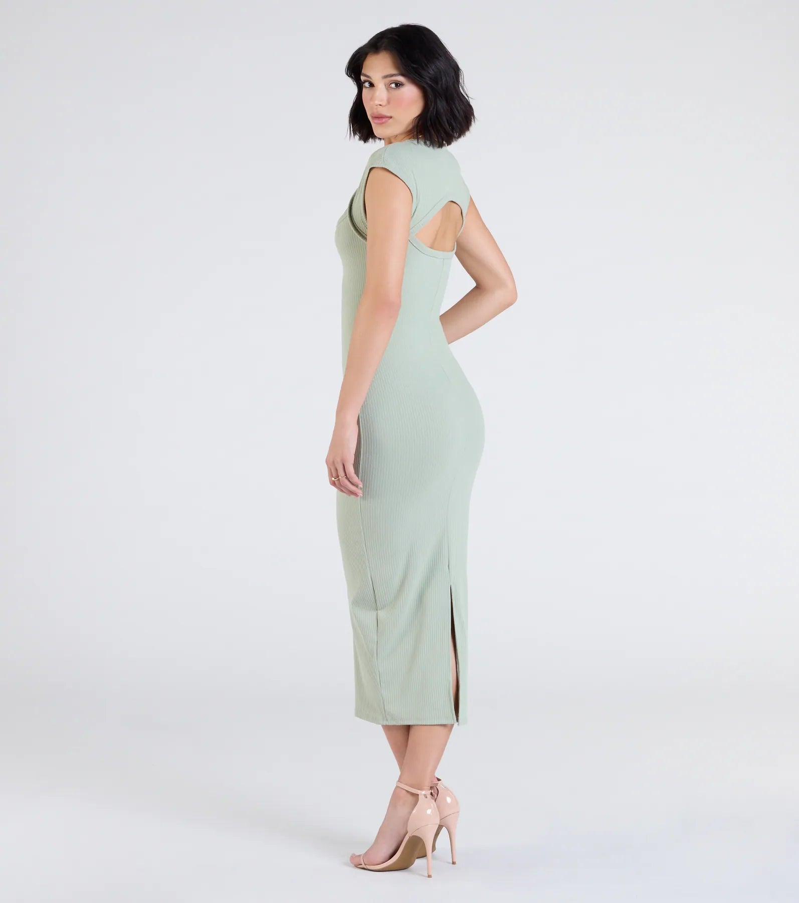 Cute Ease Cap Sleeve Cutout Midi Dress - Image 2