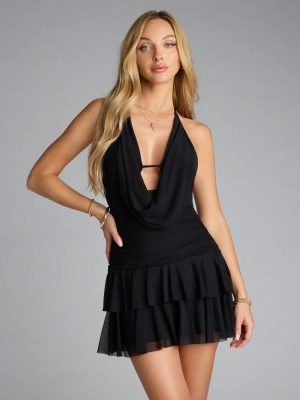 Drama In The Details Open Back Skater Mini Dress