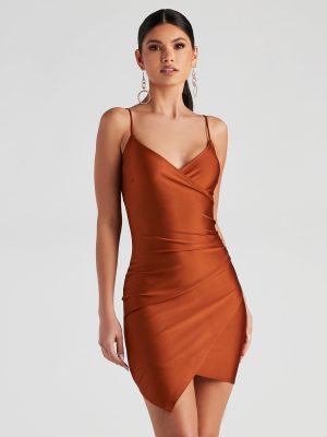 Wrapped In Pleats Satin Mini Dress