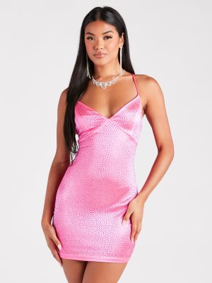 Glam Entrance Iridescent Rhinestone Bodycon Mini Dress