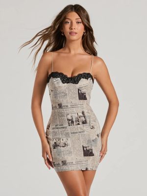 Read All About It Newspaper Bodycon Mini Dress