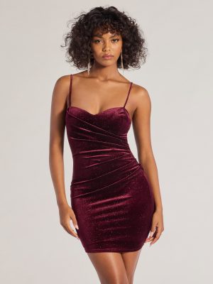 Sultry And Luxe Glitter Velvet Bodycon Mini Dress