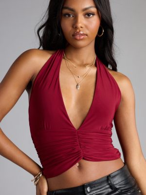Hot Drama Plunge V-Neck Halter Top