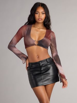 In the Mix Abstract Mesh Plunge Top