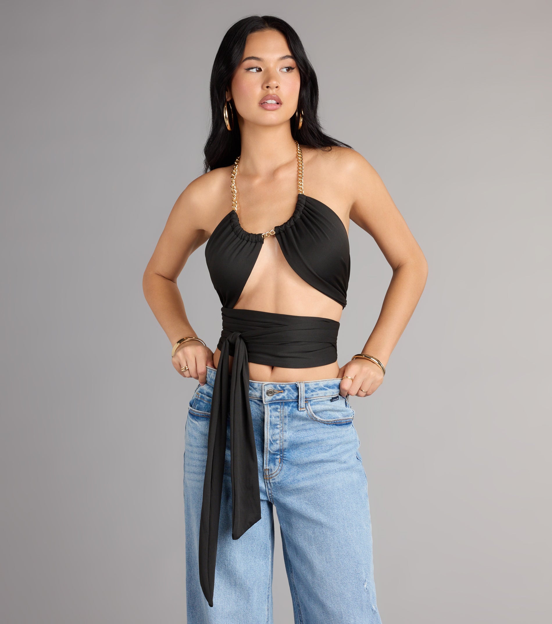 Chain Reaction Wrap Halter Top - Image 3