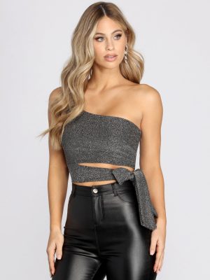 Hit The Lights Tie Waist Crop Top