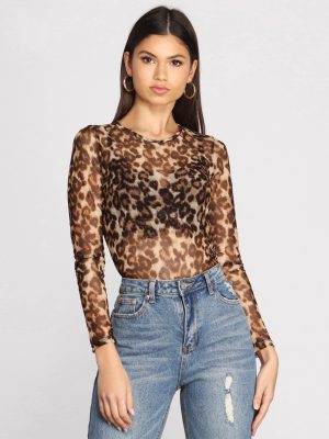 Purrfectly On Point Mesh Crop Top