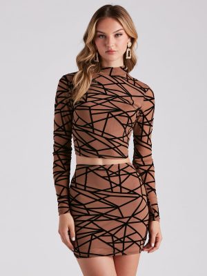 Match Made Mesh Abstract Crop Top