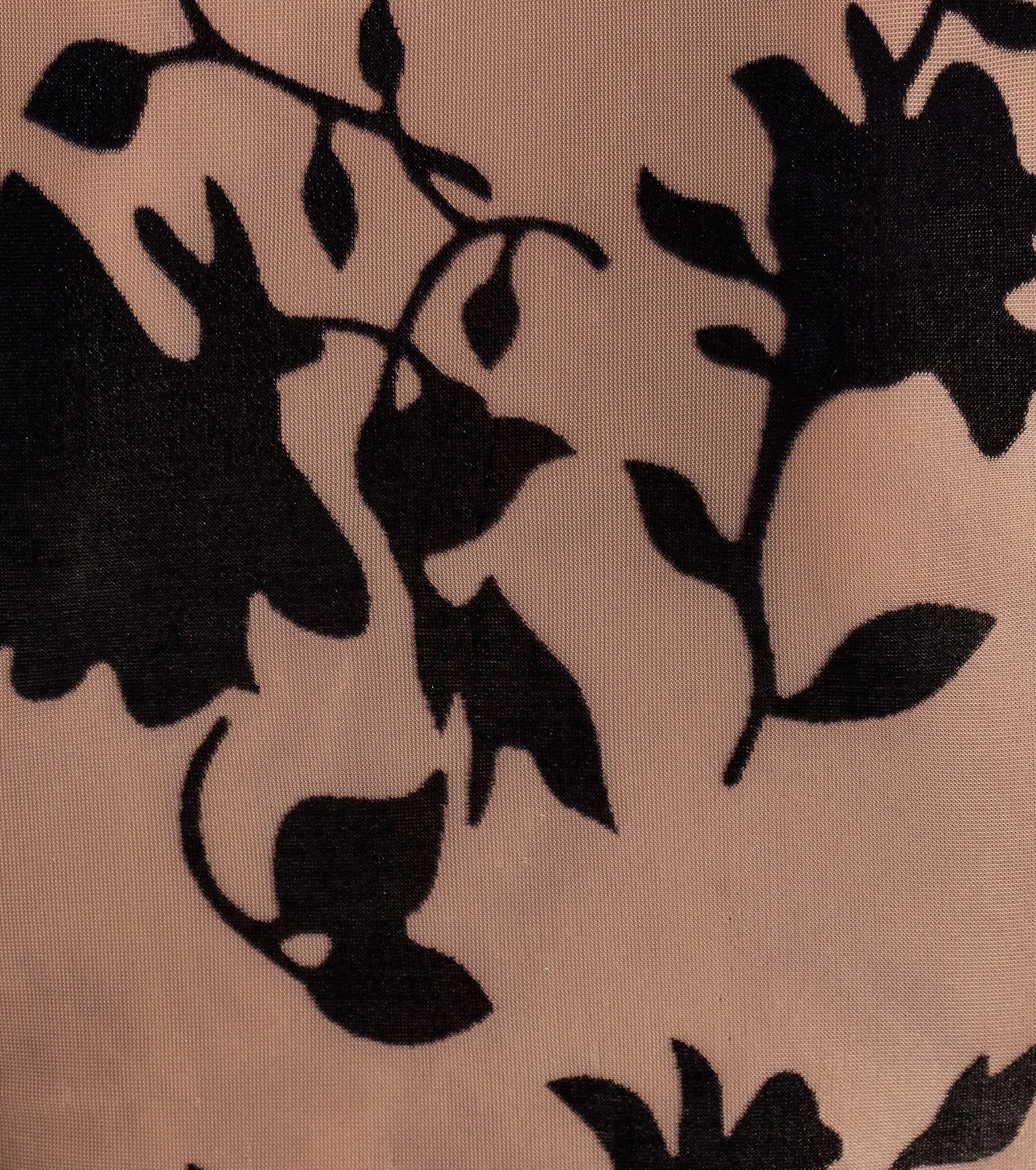 Charming Flocked Floral Mesh Long Sleeve Corset Top - Image 4