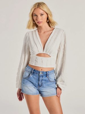 Romance Awaits Long Sleeve Ruffle Lace Trim Crop Top