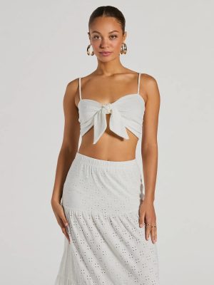 Vibe Of Summer Tie Front Eyelet Crop Top