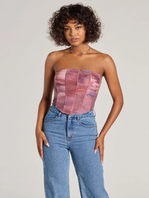 Keep It Alluring Abstract Mesh Strapless Bustier Top