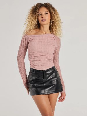 Elevated Trend Mesh Off-Shoulder Long Sleeve Top