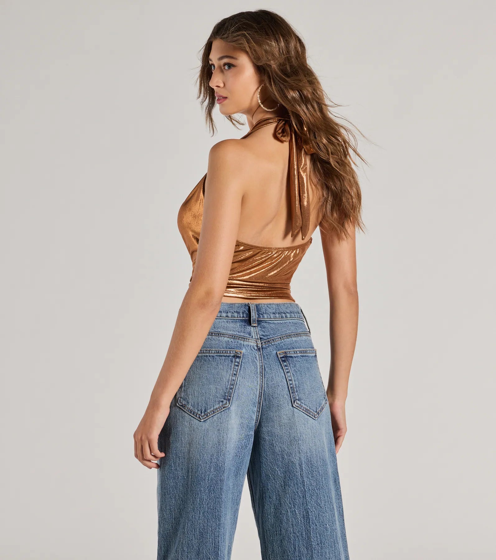 Glam Trendsetter Metallic Knit Halter Top - Image 2