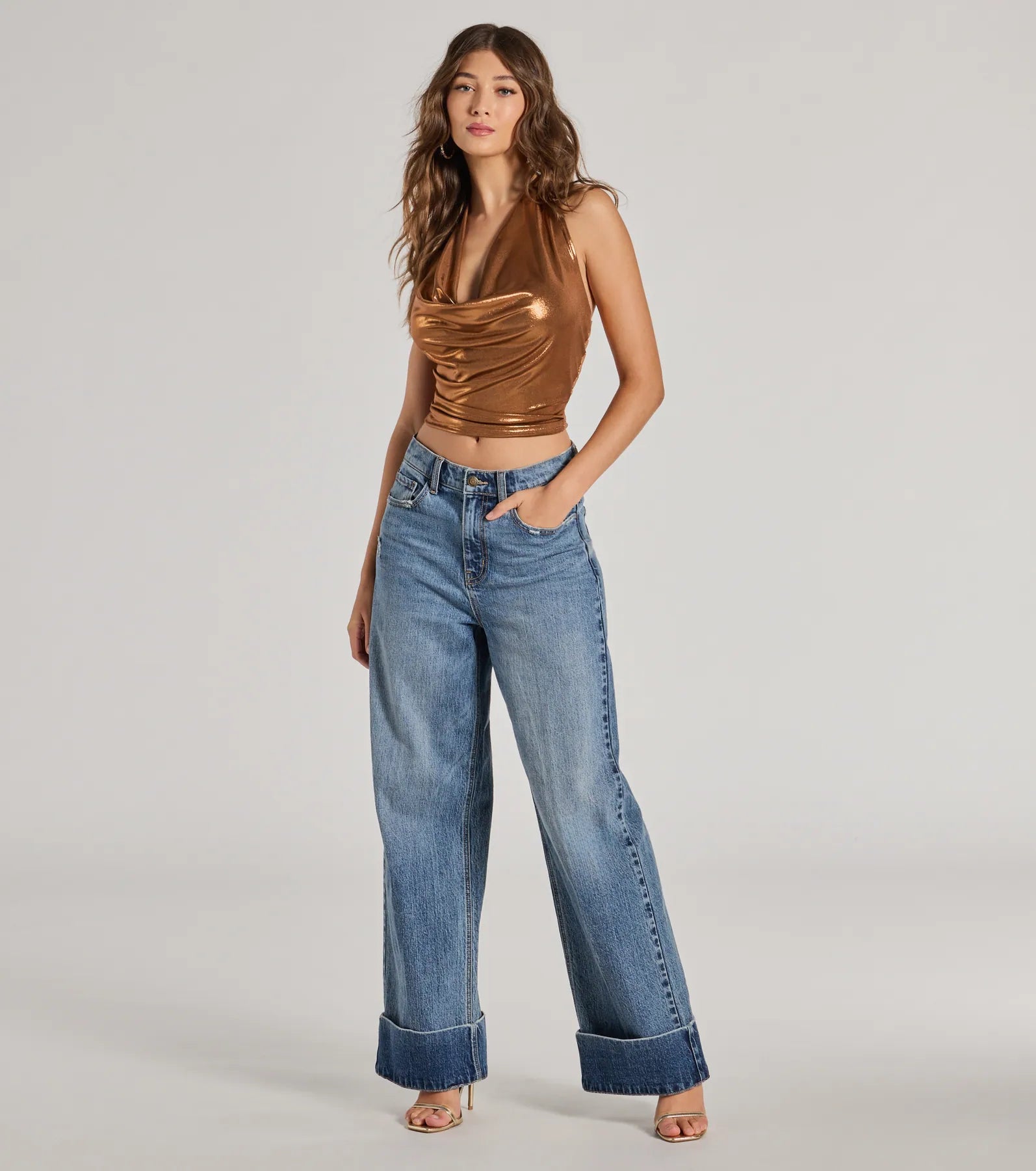 Glam Trendsetter Metallic Knit Halter Top - Image 3