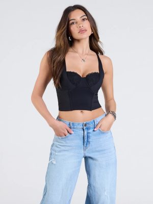 Romantic At Heart Lace Trim Crop Top