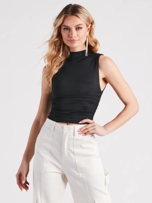 Smooth Silhouette Mock Neck Top