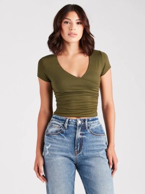 New Level Short Sleeve Wrap-Front Top