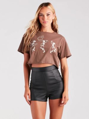 Rodeo Skeleton Graphic Crop Tee