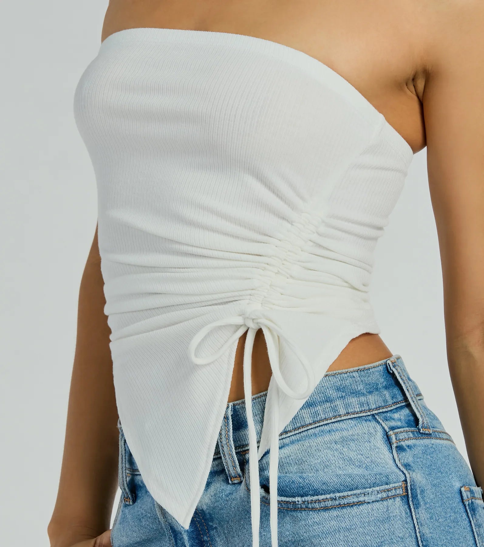 Easy Attention Strapless Slit Crop Top - Image 2