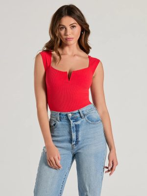 Flirty Does It Square Neck Rib Knit Bodysuit