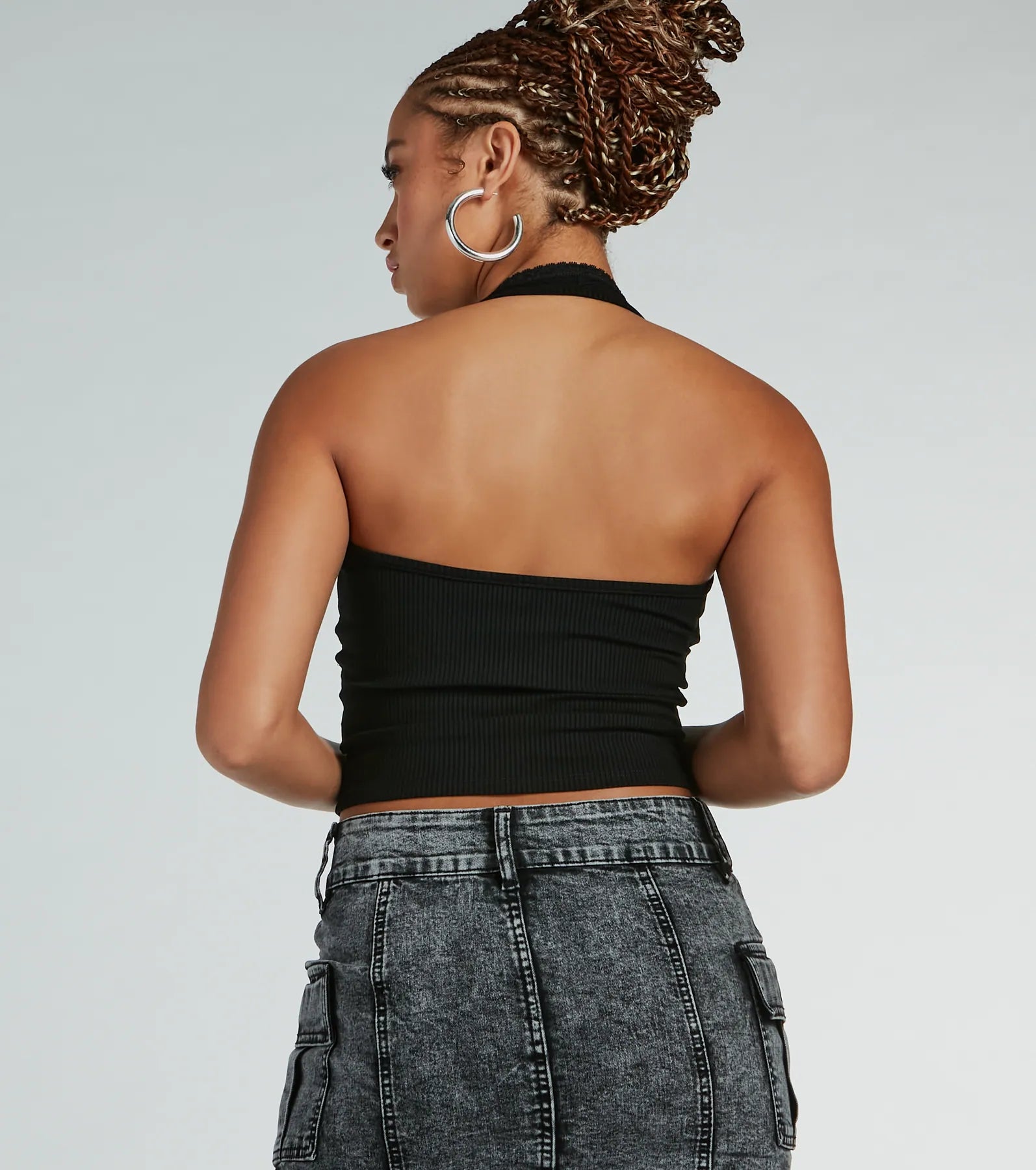 Mood For Love Lace Trim Halter Crop Top - Image 6